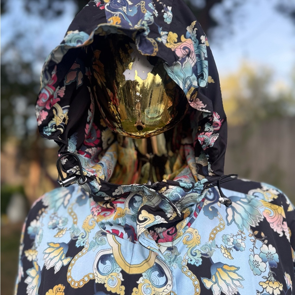 Johnny Was Reversible Hooded Poncho Jacket Paisley Boho Zip Up Cape Sz large - Picture 9 of 14